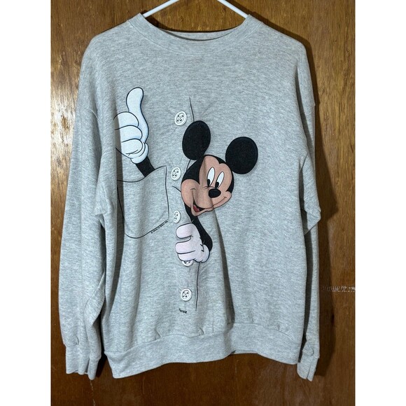Vintage Disney Mickey Mouse Crewneck Sweater Large L USA‎ Tultex - Picture 1 of 8